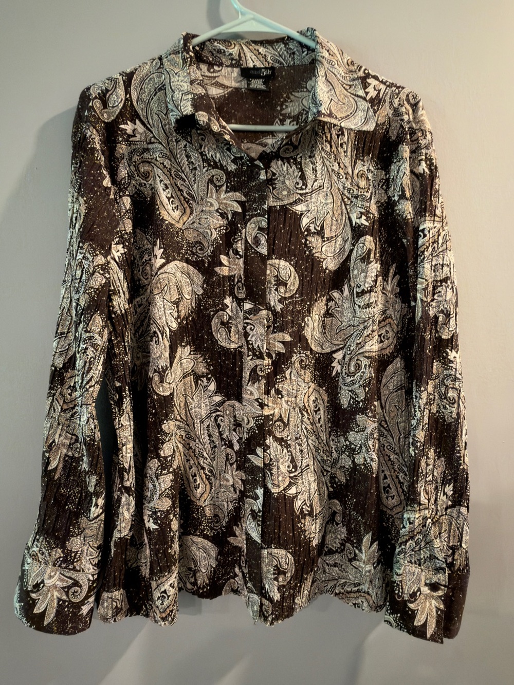 East 5th Black Paisley Button-Down Blouse